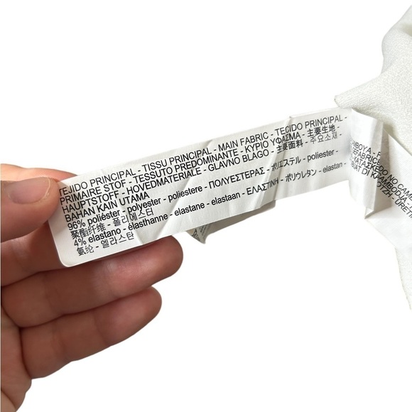 Zara White Short Sleeve Contrast Lace V-Neck Flowy Crop Blouse Size Medium - Picture 13 of 16